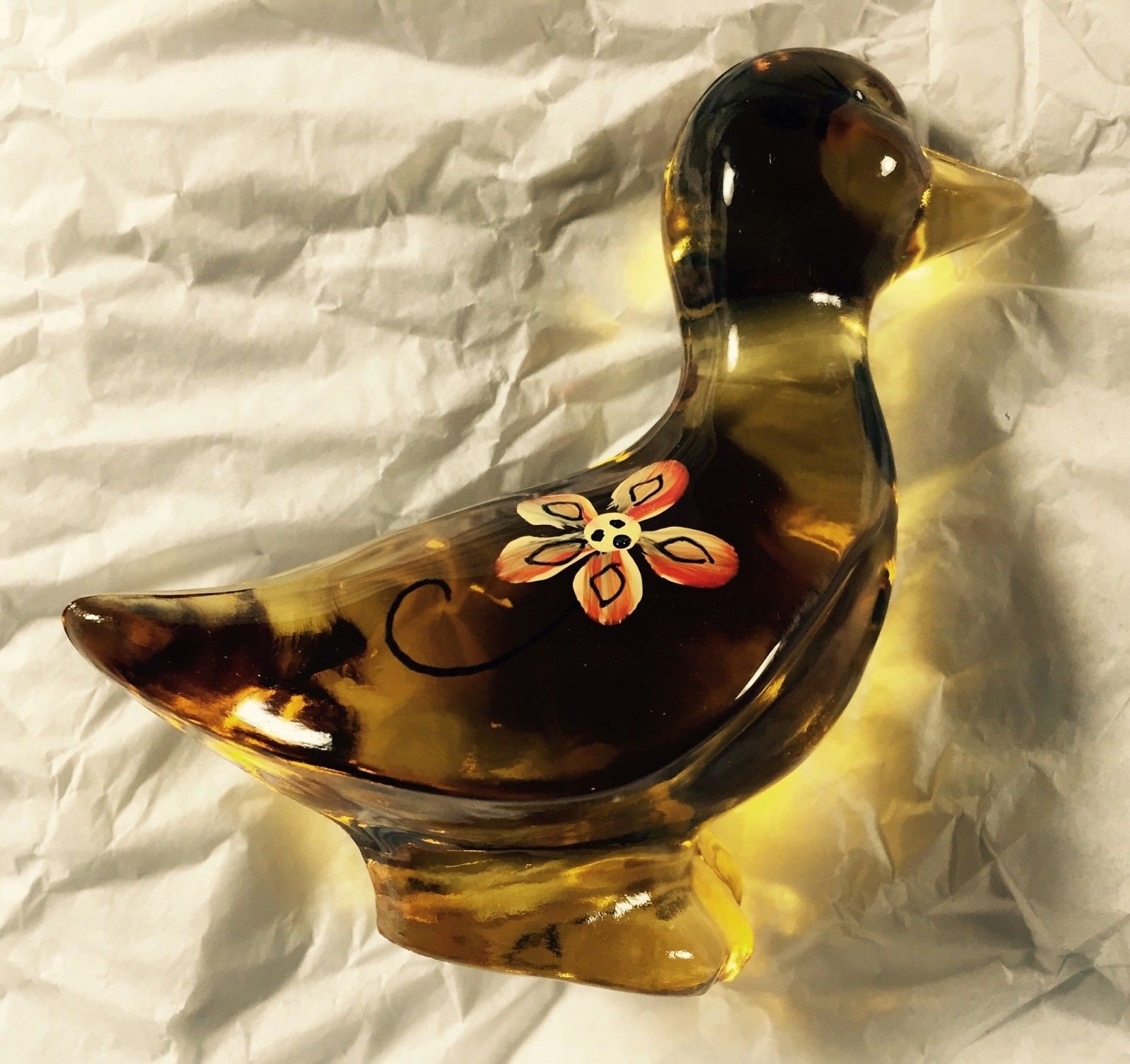 Fenton Glass Yellow Duck Hand Painted and Signed by Artist Etsy