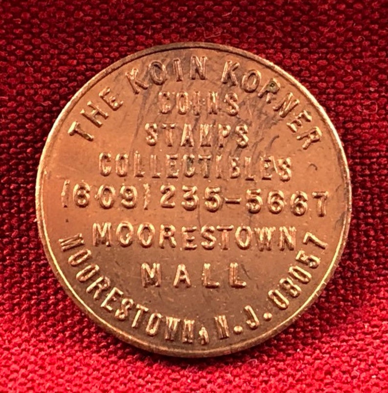 Vintage The Koin Korner Moorestown,NJ Coin Store Card Advertising Token Bronze 20mm Feuchtwanger Eagle Uncirculated New Condition ET548