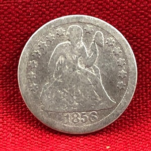 Amerikaanse 1856 grote datum Liberty Seated Dime goede conditie verscheidenheid Type 2 standaard gewicht sterren op voorzijde echte authentieke USA munt ET194
