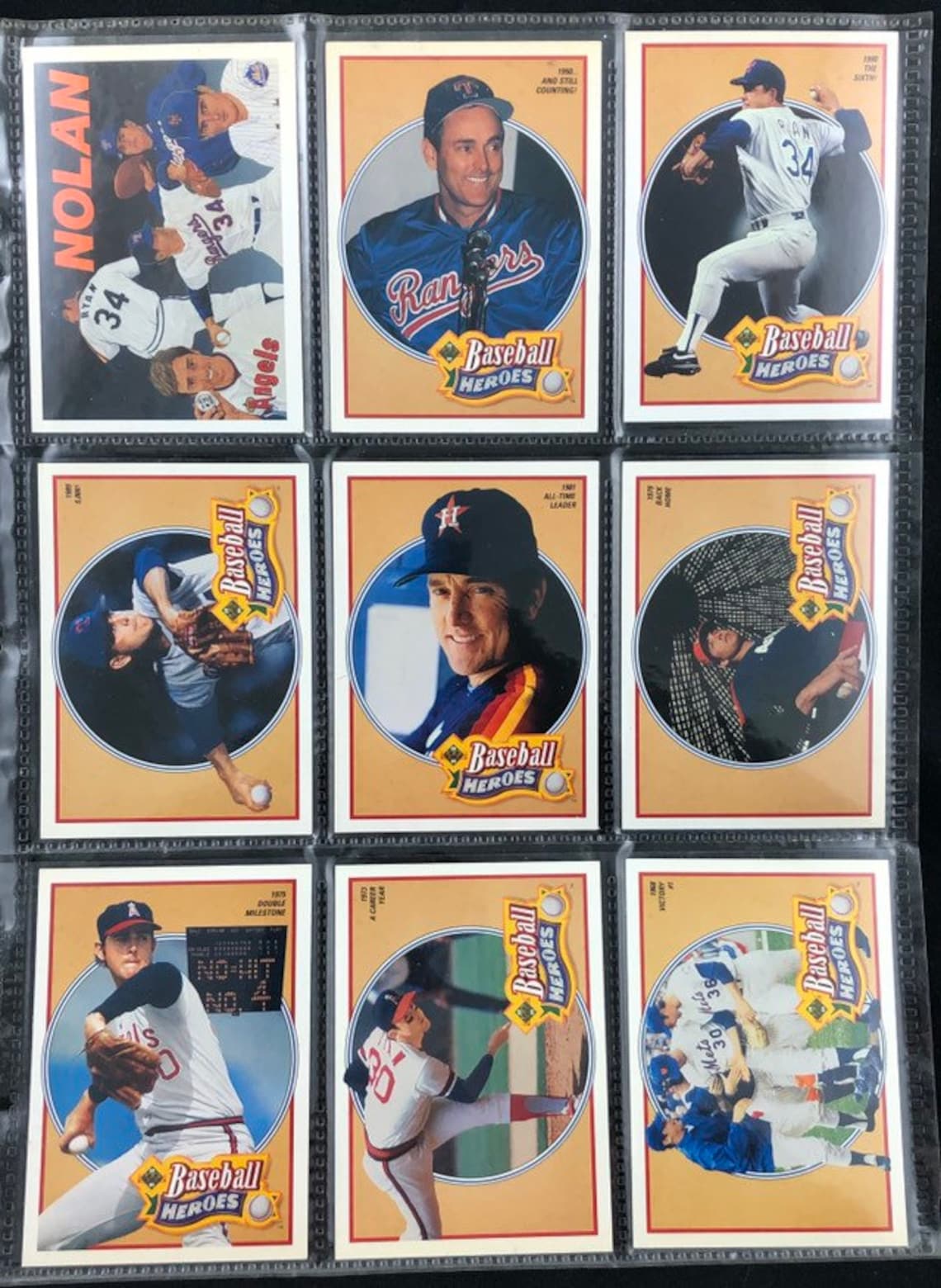 1991 Nolan Ryan Upper Deck Heroes of Baseball Heroes Set of 10 Etsy