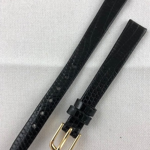 10mm Genuine Lizard Ladies Non-Stitched Black Watch Band Kreisler Vintage NOS E59