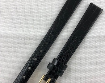 10mm Genuine Lizard Ladies Non-Stitched Black Watch Band Kreisler Vintage NOS E59