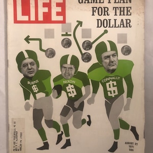 August 27 1971 Life Magazine Richard Nixon Burns Connally Football Parady on Cover Game Plan For The Dollar Original Issue