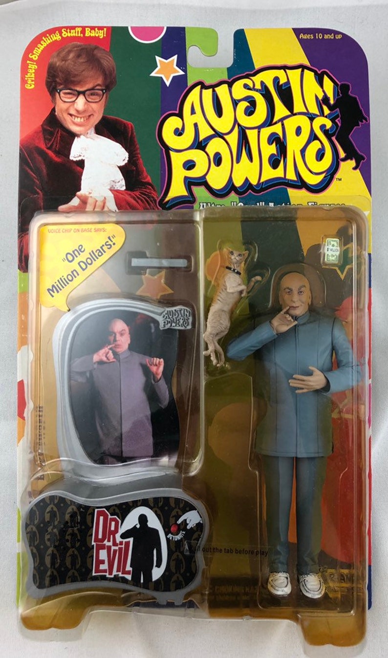 Vintage 1999 Austin Powers Mcfarlane Toys Lot Of 5 Action Figures Vanessa Kensington Fat B,Dr Evil,Mini Me NOS Gift Idea for Dad Boy Friend