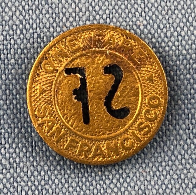 Vintage San Francisco Municipal Railway California Transit Token SF Die ...