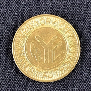 High Grade 1980-1985 NYC Subway Token Solid Y in Center Good for one Fare  MTA NYCTA New York City Transit Authority Original Genuine Tokens