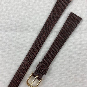 13mm Lizard Grain Calfskin Light Brown Ladies Non-Stitched Long Watch Band Kreisler Vintage Watch Strap NOS E155
