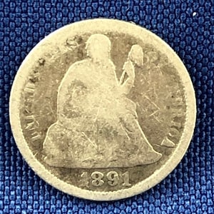 1891-O Liberty Seated Dime Fine Condition verscheidenheid Type 4 gemodificeerde gewicht legenda op voorzijde echte authentieke USA Coin ET221