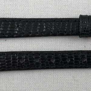 10mm Long Black Lizard Skin Genuine Leather Watch Band Speidel Elegante from Zales Vintage NOS E11