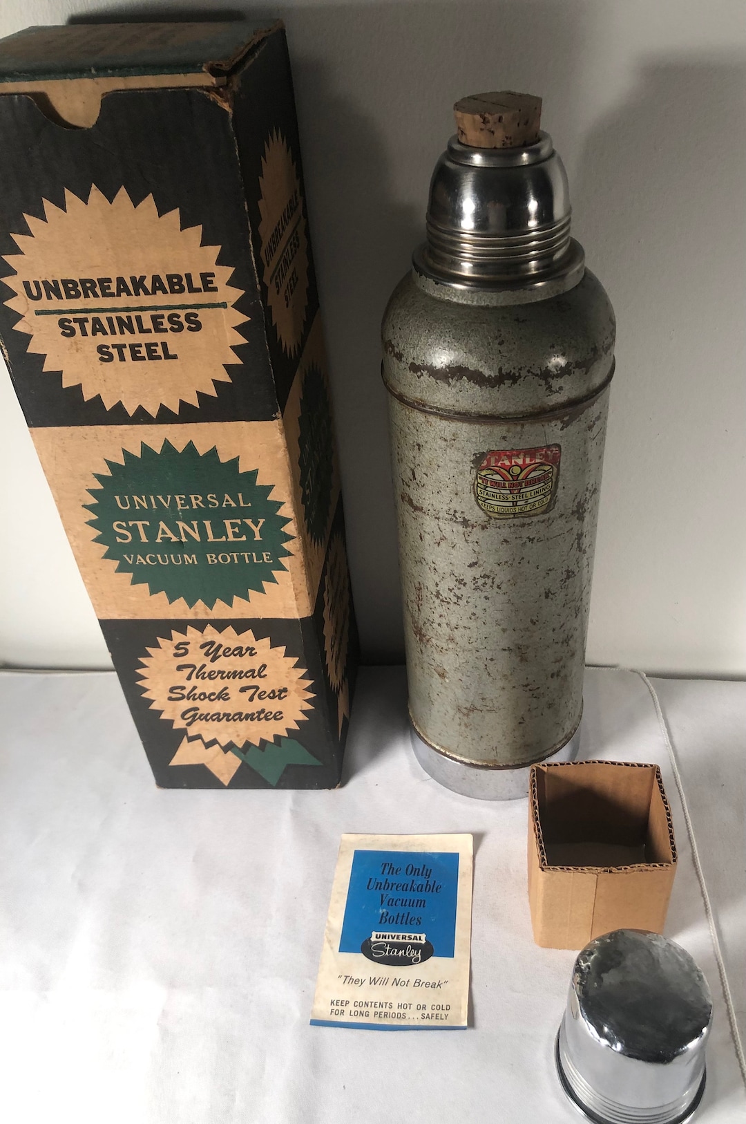 Vintage Stanley Quart Vacuum Bottle No 945 Unbreakable Stainless