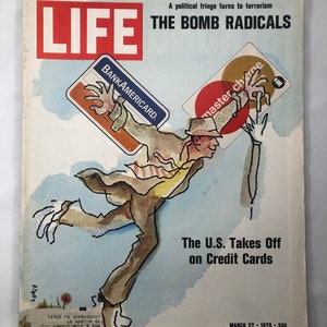 27 maart 1970 Life Magazine met creditcard geïllustreerde omslag