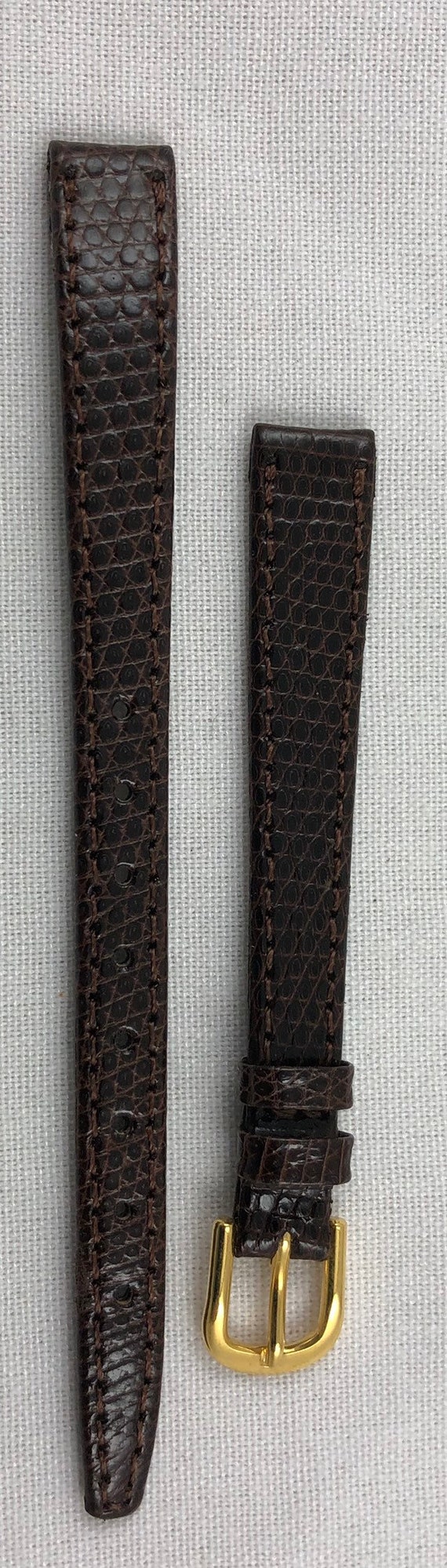 11mm Long Dark Brown Genuine Lizard Skin Leather W