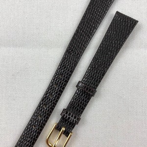 13mm Lizard Grain Calfskin Brown Ladies Non-Stitched Long Watch Band Kreisler Vintage Watch Strap NOS E155