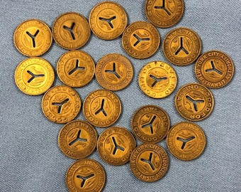 1953 to 1970 NYC Small Y Subway Token Cut Out Center Y MTA NYCTA New York City Transit Authority Original Genuine
