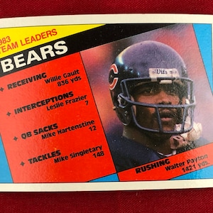Walter Payton 1984 Topps Football Card #221 Chicago Bears 1983 Team Leaders Card EX-EXMT ou melhor condição EC225
