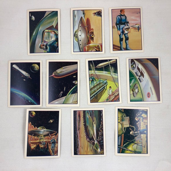 1962 Mister Softee Adventures of Captain Chapel And His Trip To The Moon Set of 10 Cards Vintage Ice Cream Premium Genuine Original EC231