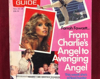 November 22 to 28 1986 TV Guide Farrah Fawcett Charlies Angels to Avenging Angel on Cover Vol 34 Number 47 Issue 1756 New York City Edition