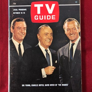 October 10 to 16 1964 TV Guide Gig Young Charles Boyer David Niven of The Rogues on Cover Vol 12 Number 41 Issue 602 Lake Ontario Edition