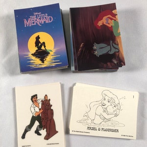 Juego de 90 cartas de La Sirenita de Disney (1991) con insertos. Tarjetas coleccionables originales vintage de Walt Disney. Ideal para regalar. EC282