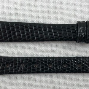 11mm Black Lizard Skin Genuine Leather Watch Band Non Stitched Speidel Elegante from Zales Vintage NOS E23