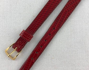 10mm Genuine Lizard Skin Leather Red Watch Band Unstitched Speidel Ladies Vintage NOS Made in USA E37