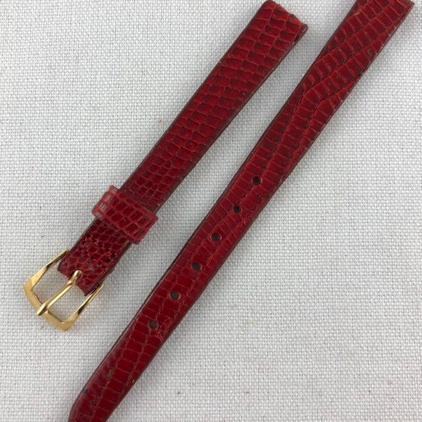 10mm Genuine Lizard Skin Leather Red Watch Band Unstitched Speidel Ladies Vintage NOS Made in USA E37
