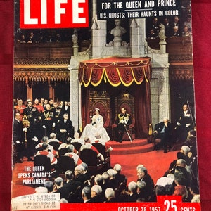 October 28 1957 Life Magazine The Queen Opens Canada's Parliament on Cover Vintage Queen Elizabeth Great Birthday Anniversary Gift Idea