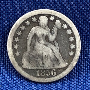 Amerikaanse 1856 grote datum Liberty Seated Dime verscheidenheid Type 2 standaard gewicht sterren op voorzijde echte authentieke USA munt ET195