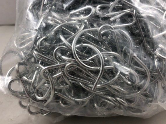 Bag of 100 1 3/4 Inch Metal S Hook 1 Side Pinched .80 Galvanized