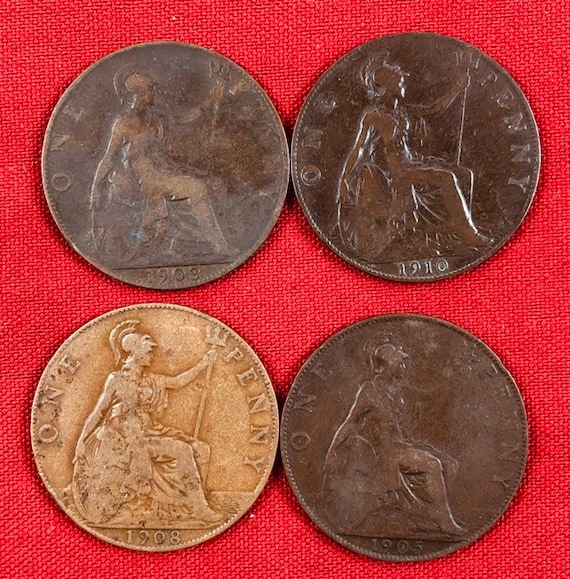 1900s LOT OF 20 UK BRITISH PENNY COINS 1899 1960s Queen V to Queen Elizabeth ^