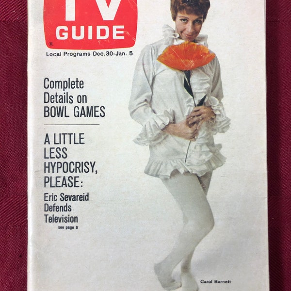 30. Dezember 1967 - 5. Januar 1968 TV Guide Carol Burnett auf Cover Vol 15 Nummer 52 Ausgabe 770 Nördliche New England Edition Vintage