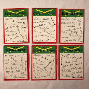 1974 Topps 野球チーム チェックリスト スターター セット 6 種類のマークなしカード ビンテージ カード オリジナル 本物 EC303