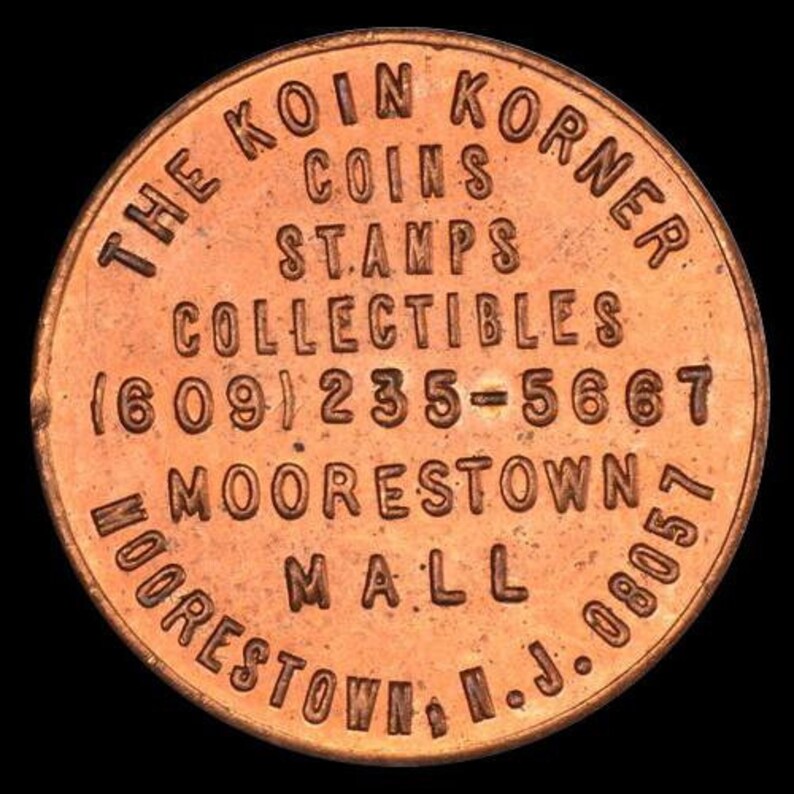 Vintage The Koin Korner Moorestown,NJ Coin Store Card Advertising Token Bronze 20mm Feuchtwanger Eagle Uncirculated New Condition ET548