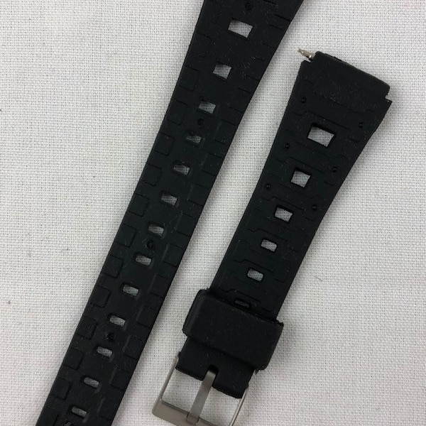 K-41 18mm Kreisler Sport Strap Black Rubber Vintage Replacement Watch Band NOS For Casio and Others