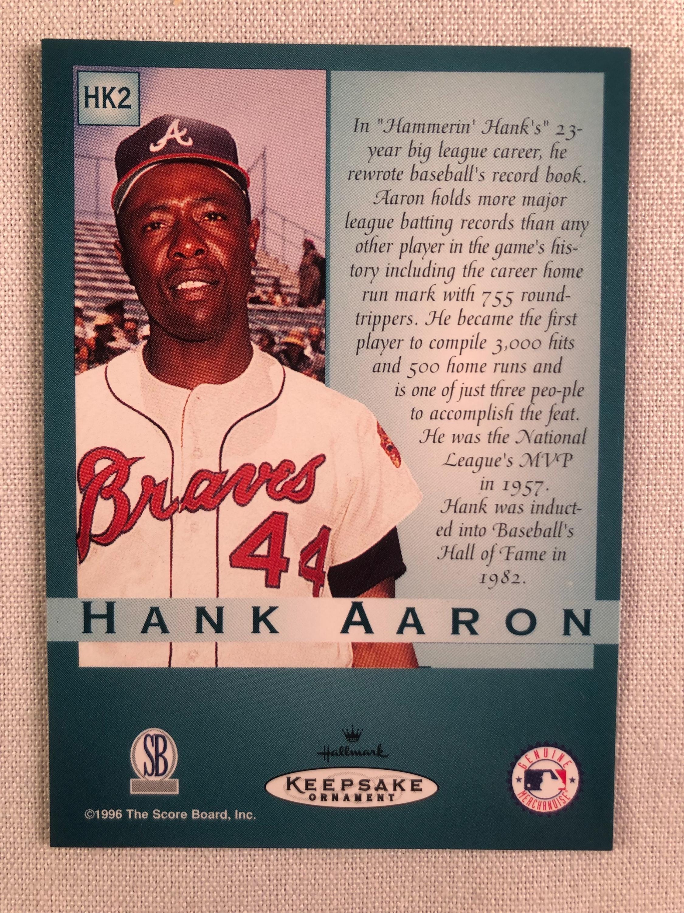 1996 Hank Aaron Score Board Baseball Hallmark Keepsake Card # HK2 