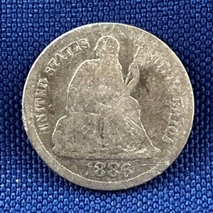 1886-Liberty Seated Dime goede conditie verscheidenheid Type 4 gemodificeerde gewicht legenda op voorzijde echte authentieke USA munt ET217