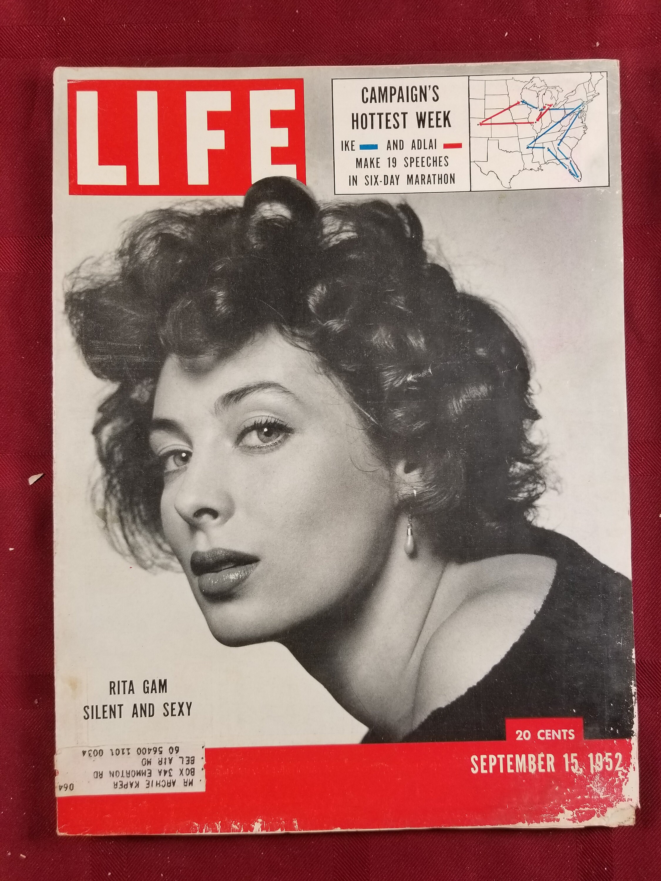 September 15 1952 Life Magazine Silent and Sexy Rita Gam on Cover Vintage Original Birthday Gift Idea