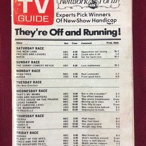 Semana del 14 al 20 de septiembre 1974 Guía de televisión Están en marcha en la portada Vol 22 Número 37 Número 1120 Edición de la ciudad de Nueva York Metropolitan NYC