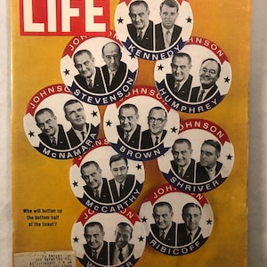 May 8 1964 Life Magazine Lyndon Johnson Campaign Buttons on Cover Vintage Original Great Birthday Anniversary Gift Idea