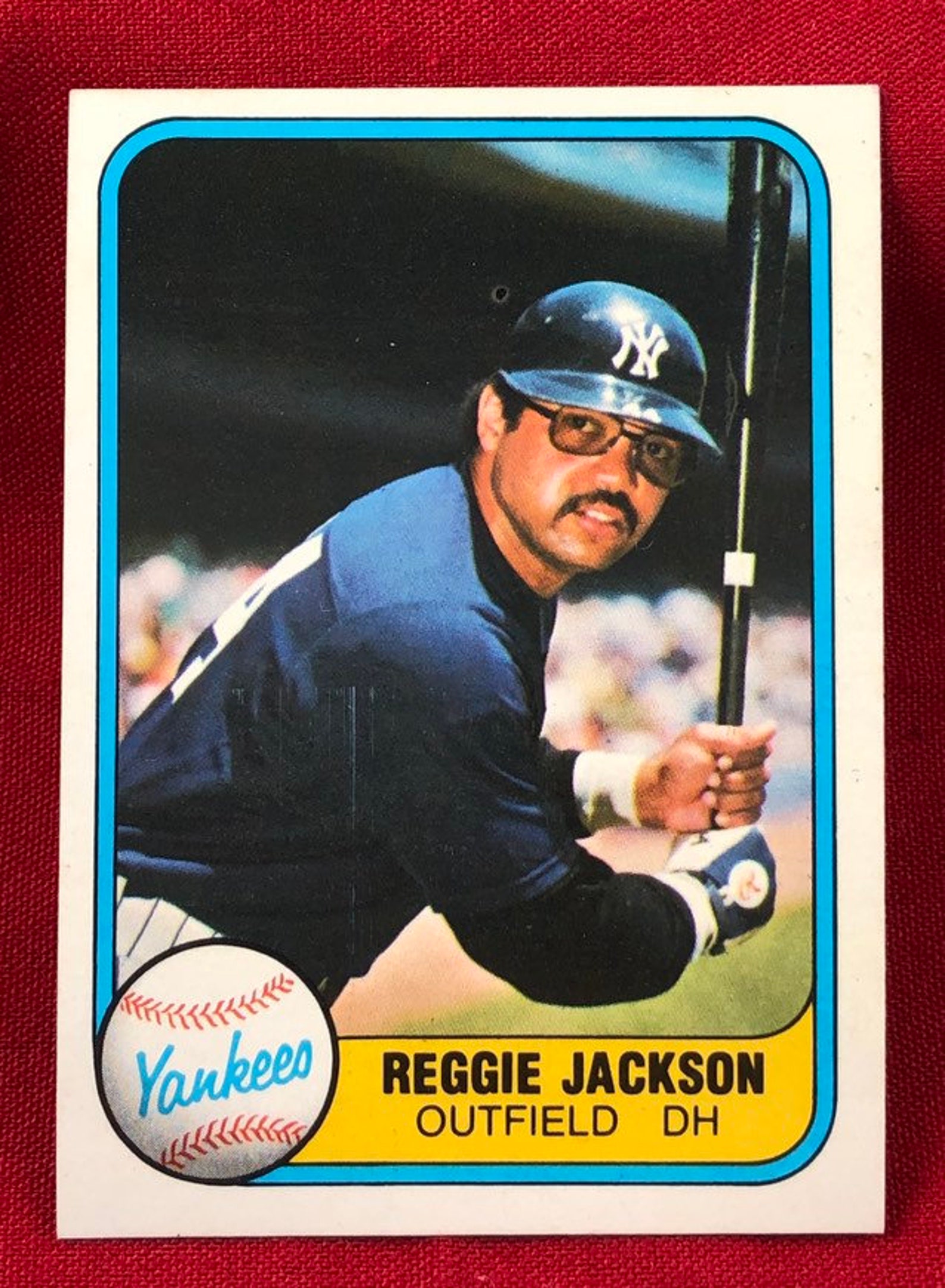 Reggie Jackson 1981 Fleer Baseball Card 79 Vintage Genuine Etsy