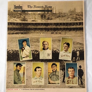 30. März 1969 The Newark News Zeitung Sonntag Magazine Centennial of Baseball T206 Karten auf Cover Vintage