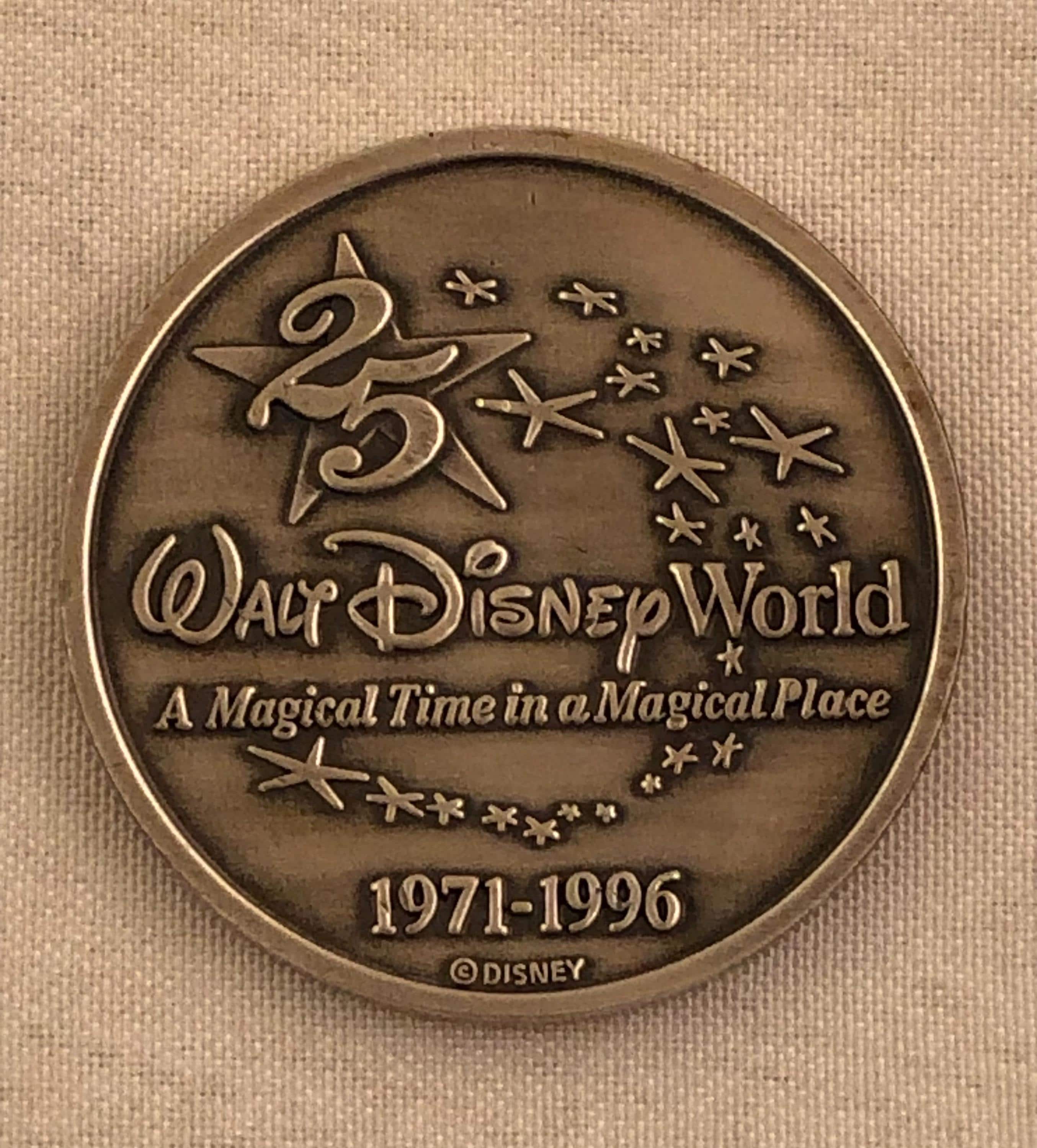 Walt Disney World 25th Anniversary 1971 1996 Silver Tone Medallion