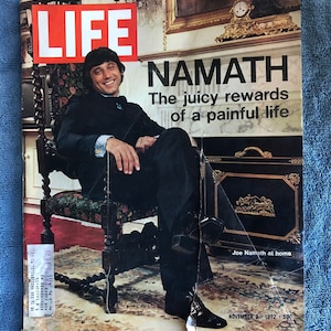 November 3 1972 Life Magazine Joe Namath Cover Vintage Original Great Birthday Anniversary Gift Idea