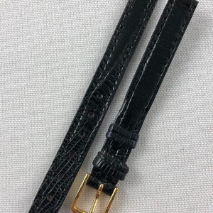 8mm Genuine Lizard Black Ladies Non-Stiched Watch Band Kreisler Vintage Watch Strap NOS E82