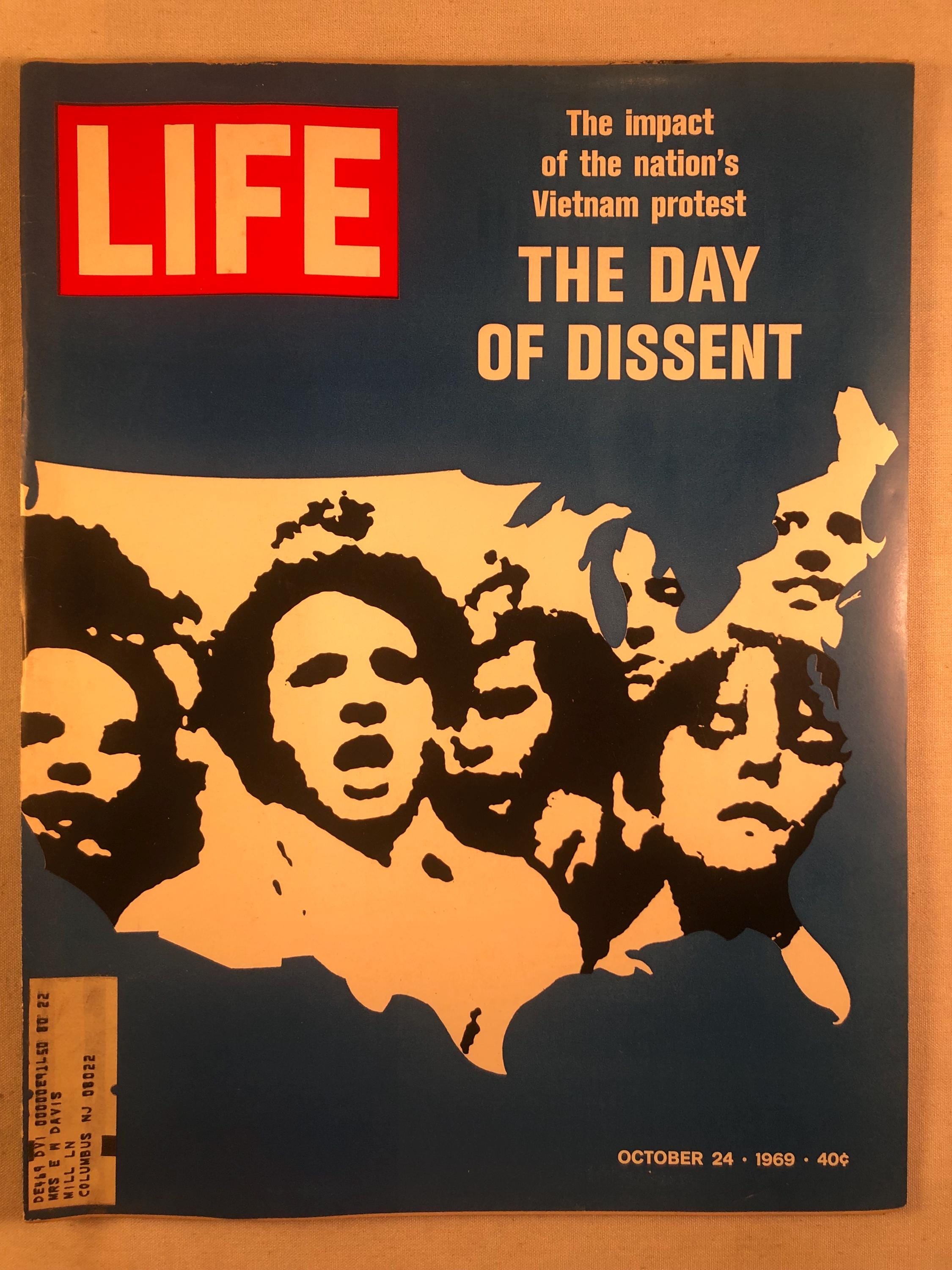 October 24 1969 Life Magazine the Day of Dissent Cover Vintage