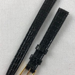 10mm Genuine Lizard Black Ladies Watch Band Kreisler Vintage Watch Strap NOS E83