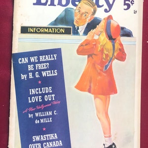 March 4 1939 Liberty Magazine Information Booth Cover Dan Osher Artwork Vintage Great Birthday Anniversary Gift Idea
