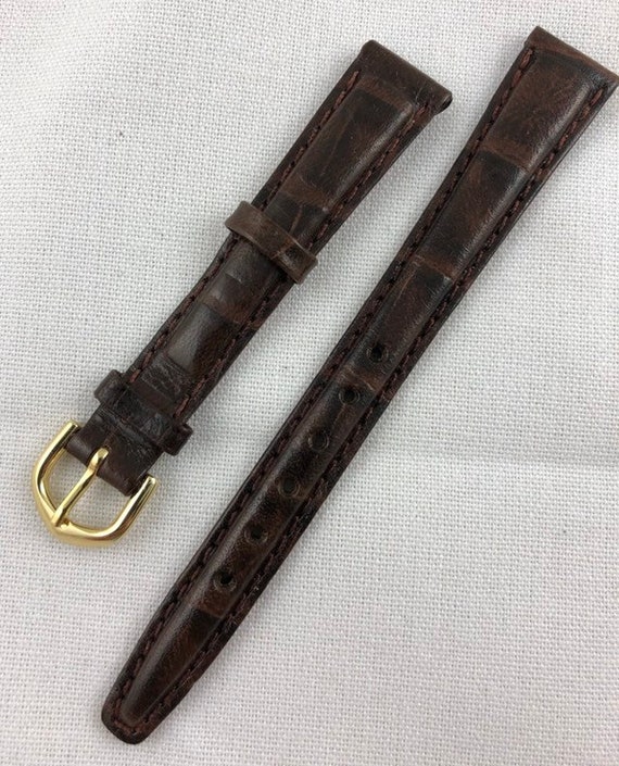 13mm Crocodile Grain Calfskin Brown Ladies Stitch… - image 1