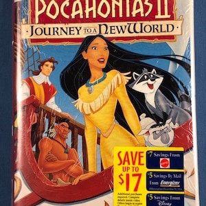 Factory Sealed Pocahontas 2 Journey To A New World VHS Vintage 1998 Movie Walt Disney&#39;s Brand New Old Stock Factory Sealed Disney ll NOS