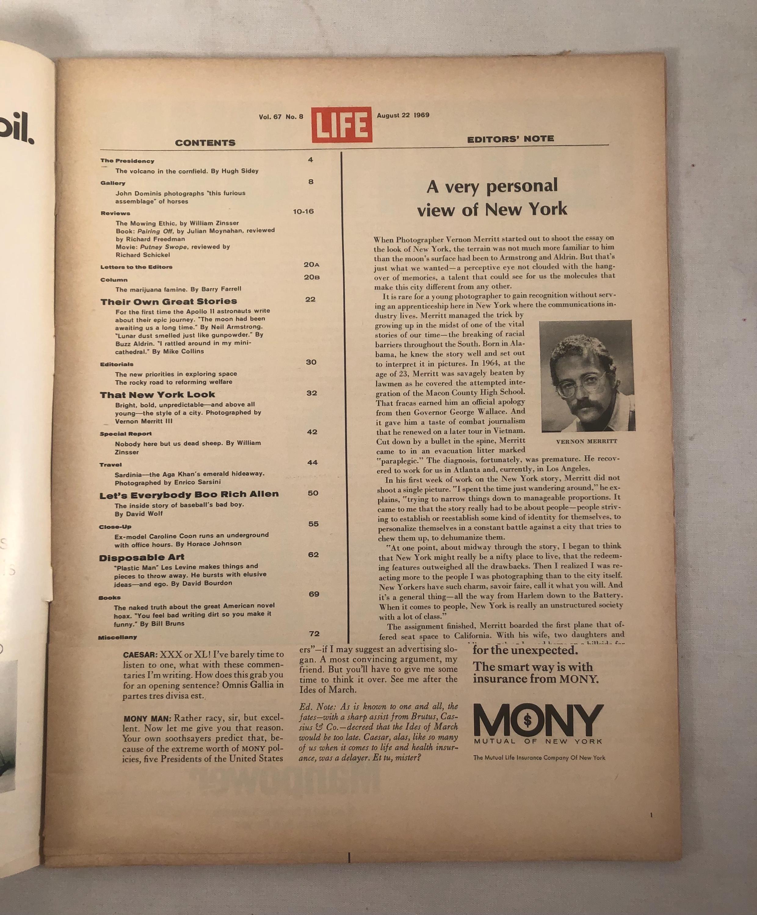 August 22 1969 Life Magazine Our Moon Trip That Young New